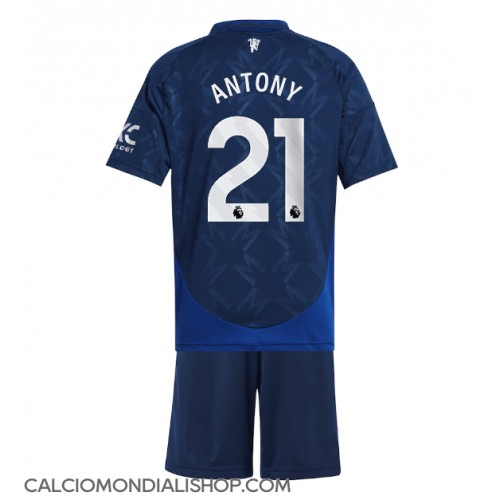 Maglie da calcio Manchester United Antony #21 Seconda Maglia Bambino 2024-25 Manica Corta (+ Pantaloni corti)